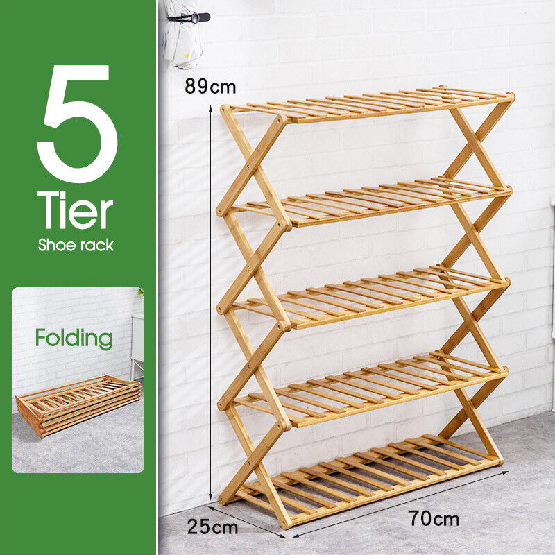 Foldable Bamboo Shoe Rack