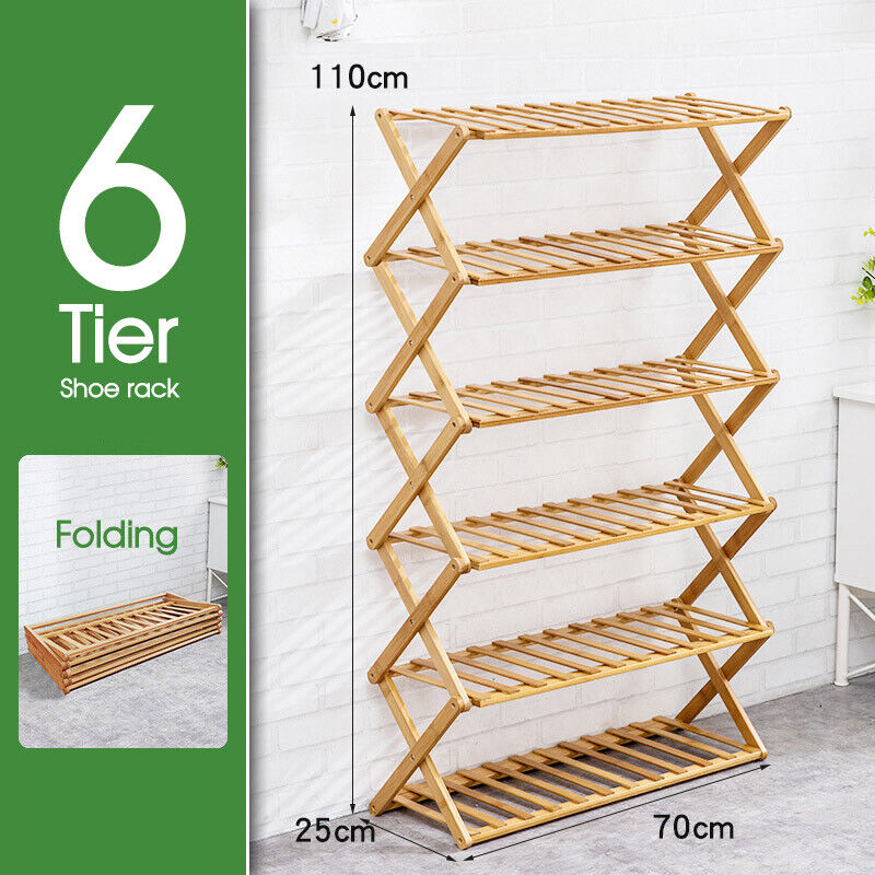 Foldable Bamboo Shoe Rack